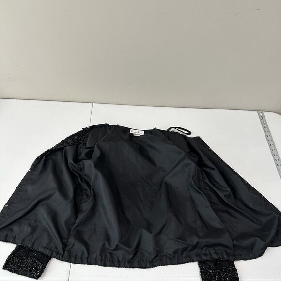 Vintage Laurence Kazar Silk Beaded Womens Jacket MP Black Evening Formal Party - Picture 5 of 11